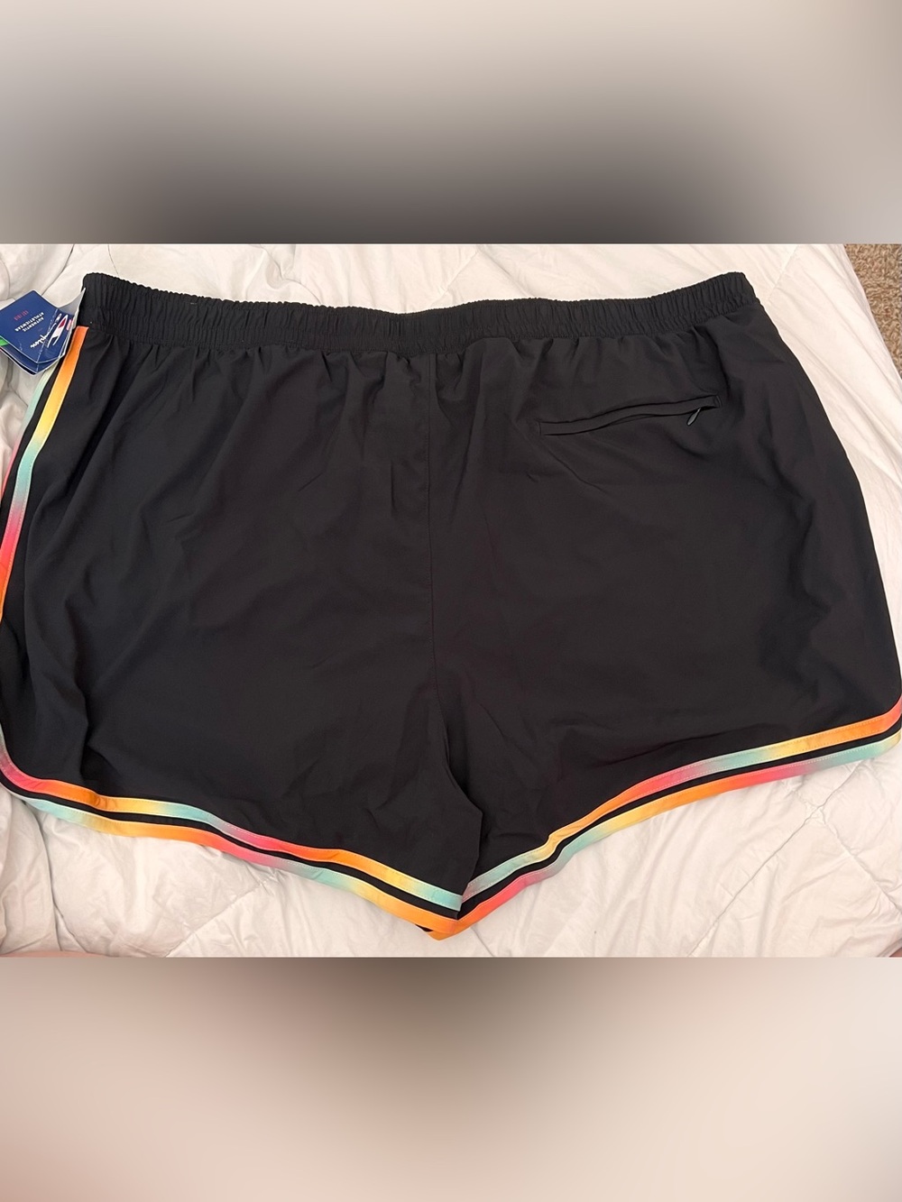 Champion 3X Black Athletics Shorts with Rainbow Stripe Trim - Picture 7 of 14